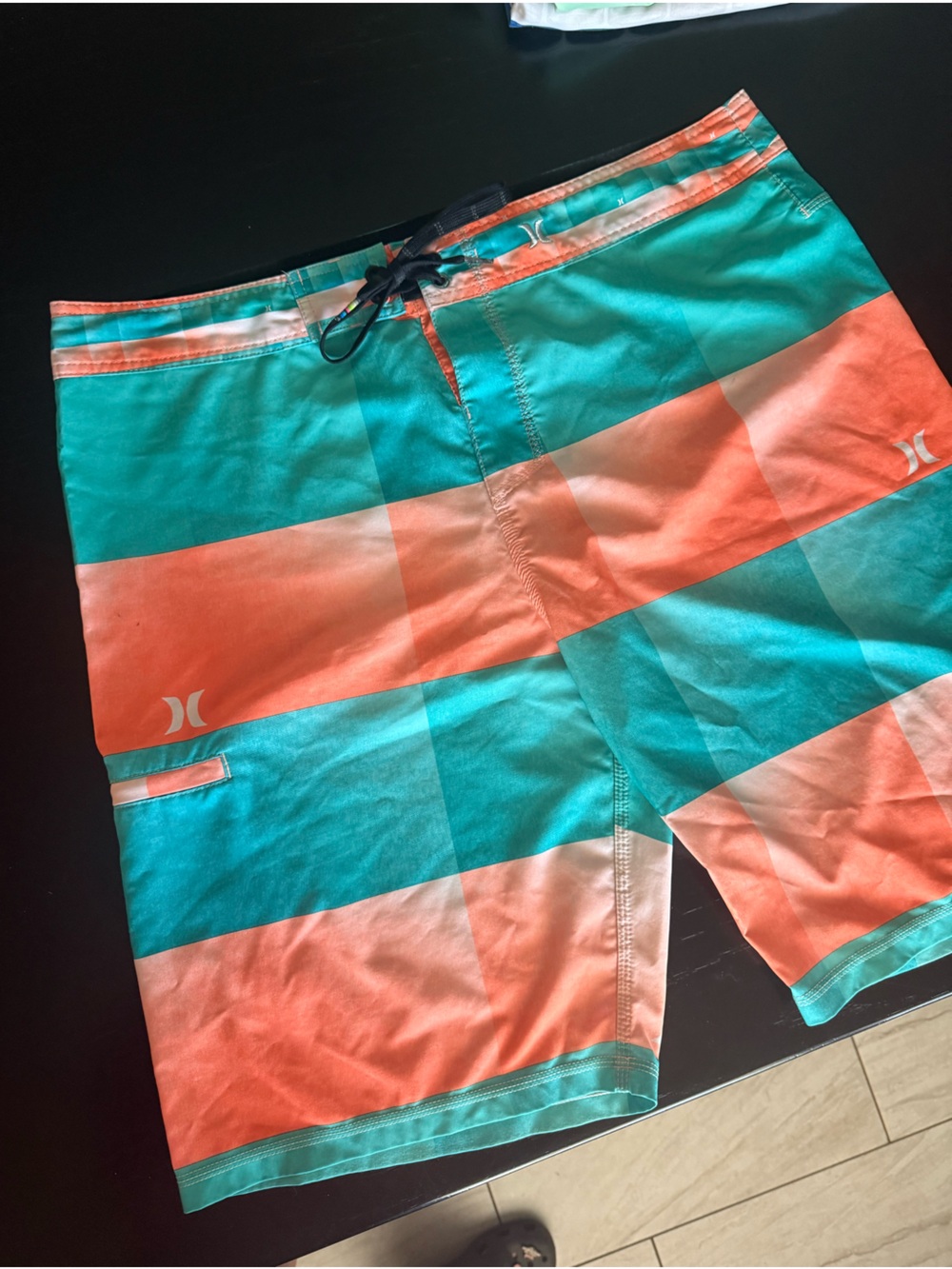 Hurley Teal & Coral Check Boardshorts